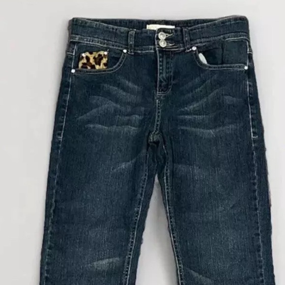 Leopard Pocket Women's Juniors Vanilla Star Jeans Denim Size 5 Distressed - Picture 2 of 13